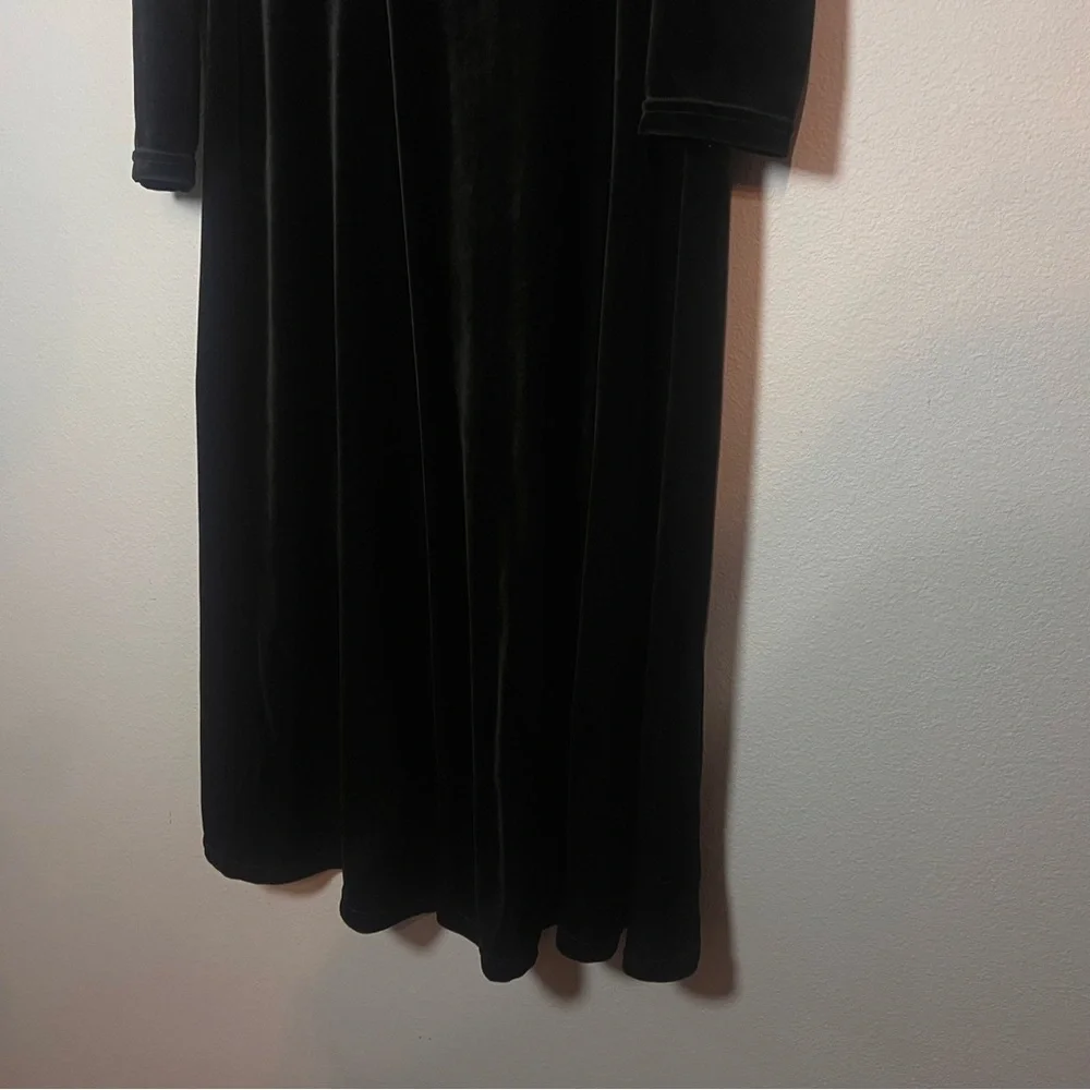 Vintage Coldwater Creek Velvet Maxi Dress Long Sleeve Black Size 16